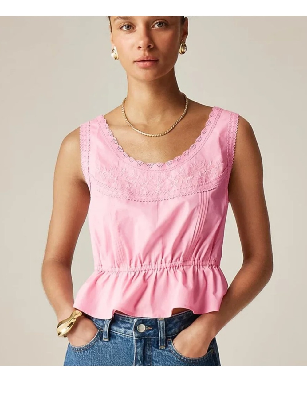 J. Crew Pink Cotton Poplin Top